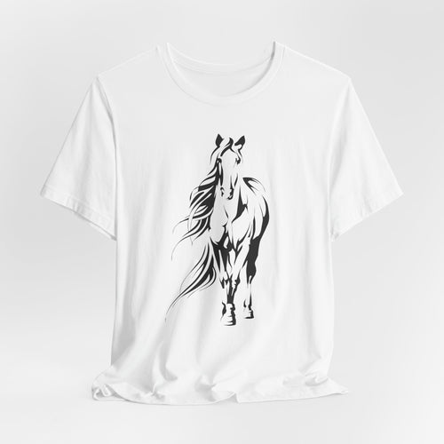Horse #3: Running Horse Graphic Tee - Minimalist Black Stallion Silhouette Shirt