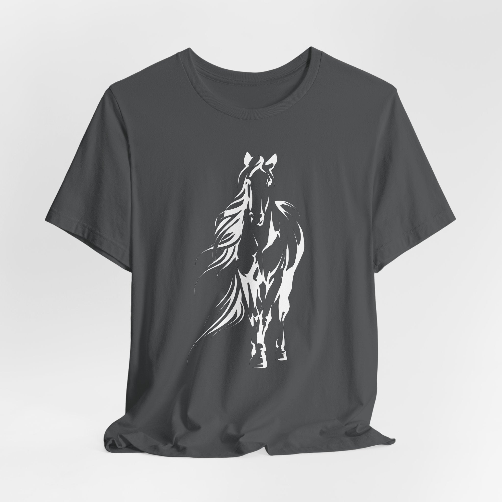Horse #3: Running Horse Graphic Tee - Minimalist Black Stallion Silhouette Shirt