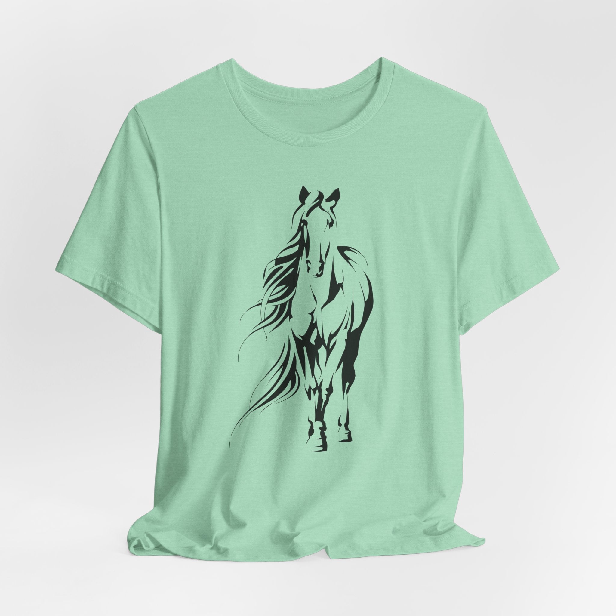 Horse #3: Running Horse Graphic Tee - Minimalist Black Stallion Silhouette Shirt