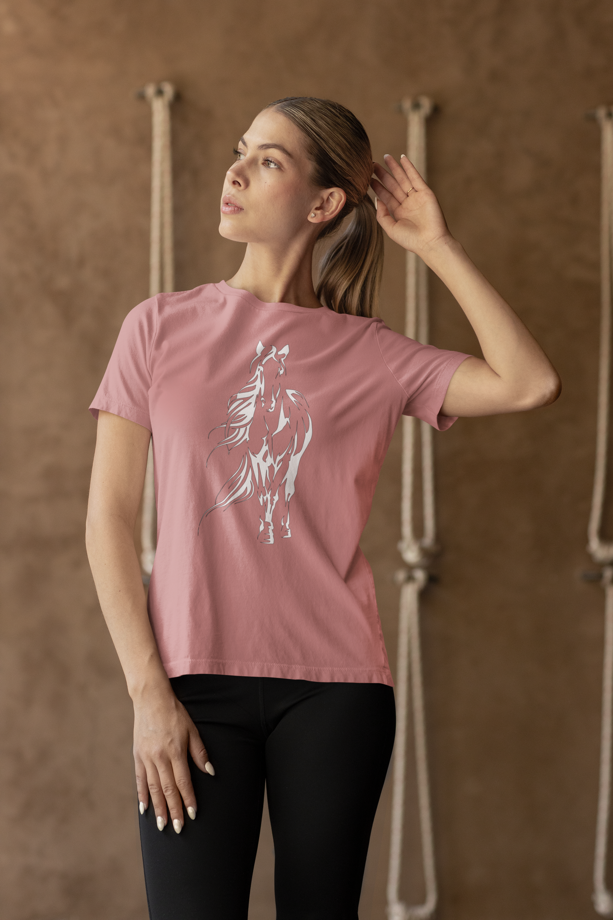 Horse #3: Running Horse Graphic Tee - Minimalist Black Stallion Silhouette Shirt