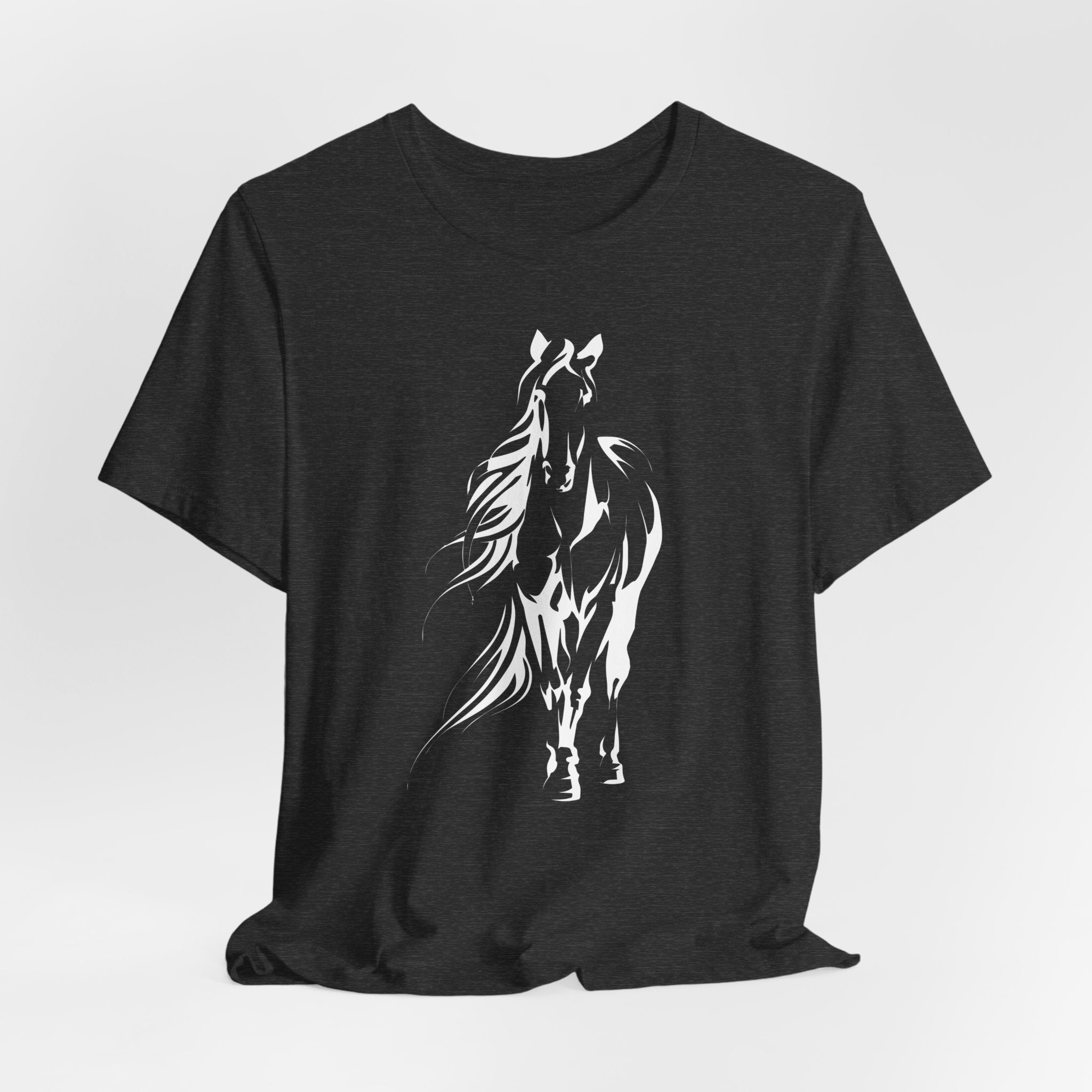 Horse #3: Running Horse Graphic Tee - Minimalist Black Stallion Silhouette Shirt