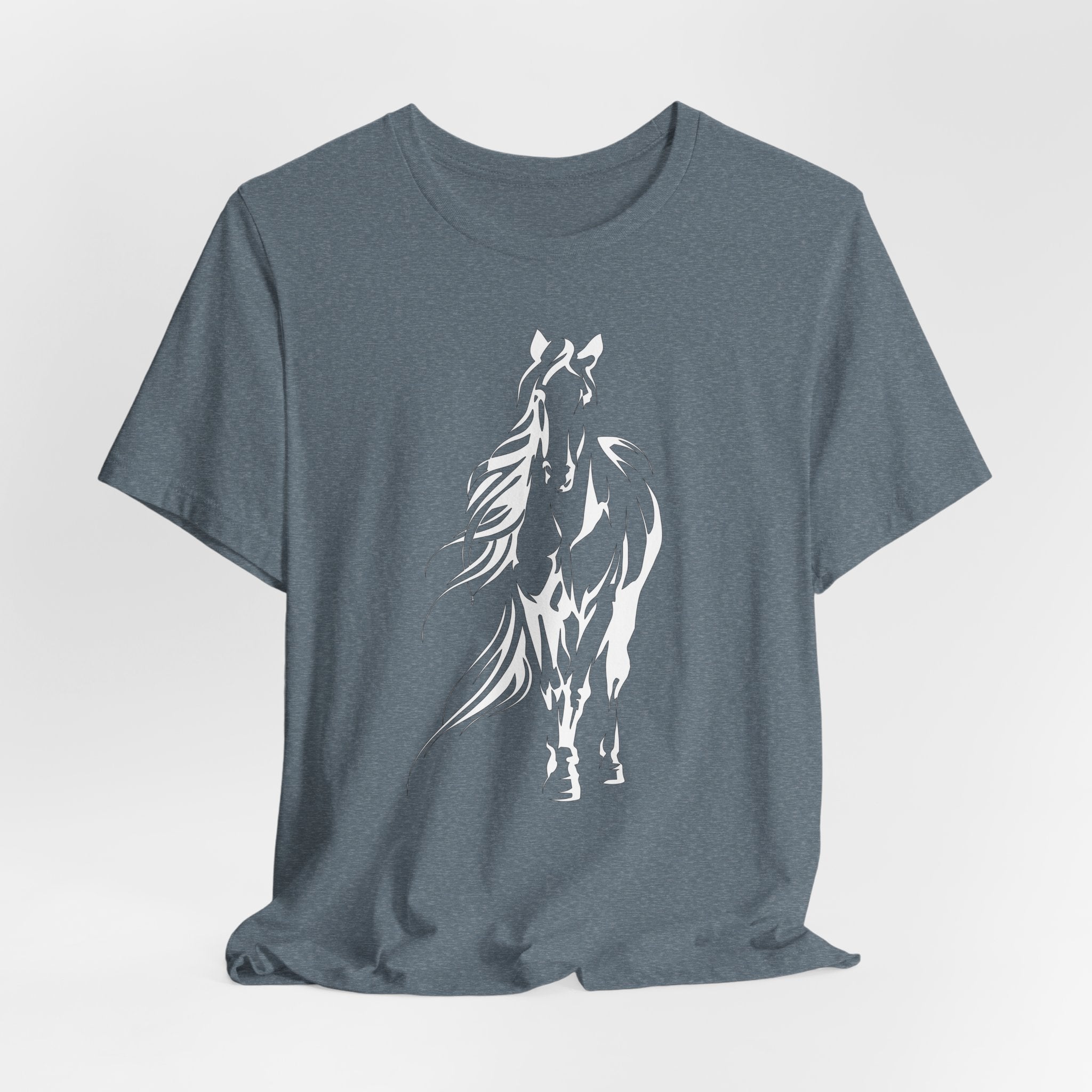 Horse #3: Running Horse Graphic Tee - Minimalist Black Stallion Silhouette Shirt