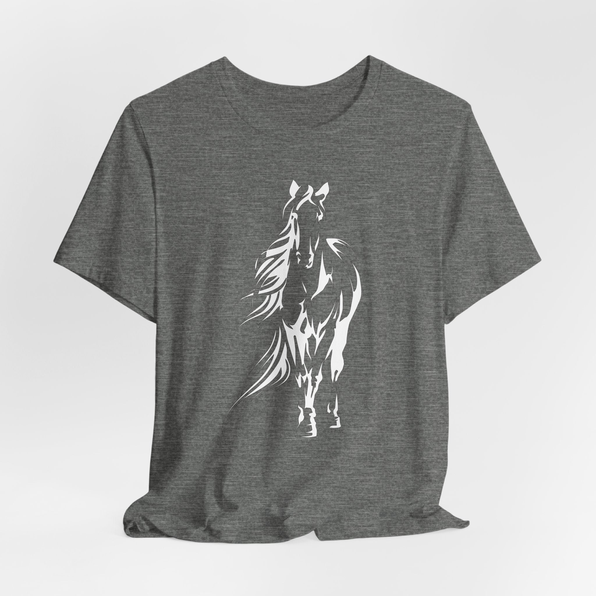 Horse #3: Running Horse Graphic Tee - Minimalist Black Stallion Silhouette Shirt