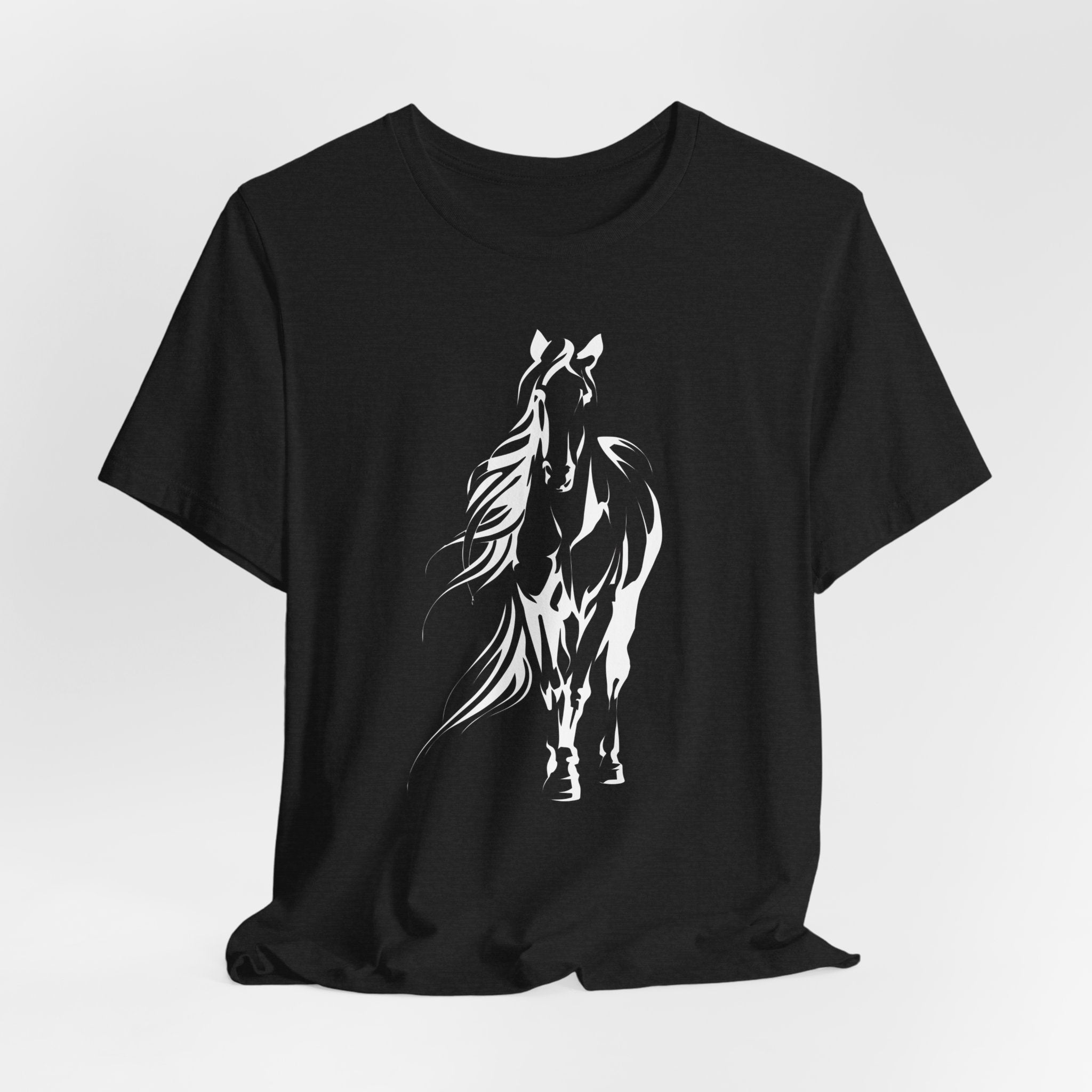Horse #3: Running Horse Graphic Tee - Minimalist Black Stallion Silhouette Shirt