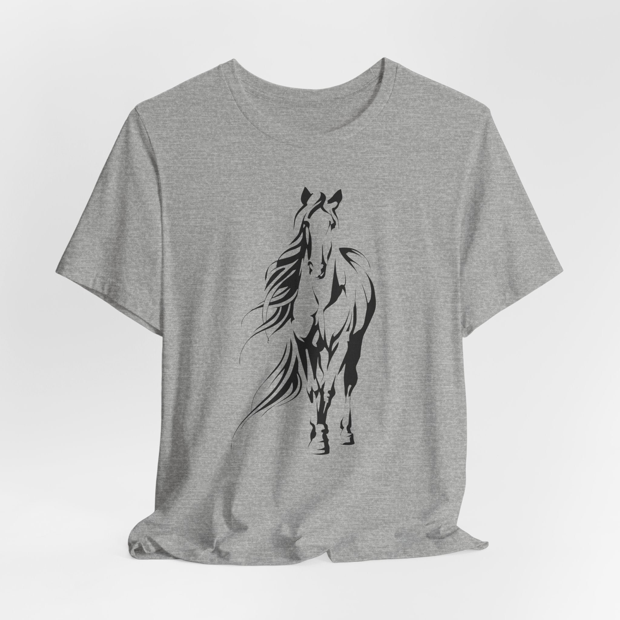 Horse #3: Running Horse Graphic Tee - Minimalist Black Stallion Silhouette Shirt